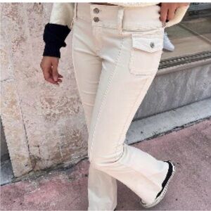 Brandy Melville Cream Flare Wide Leg Jeans